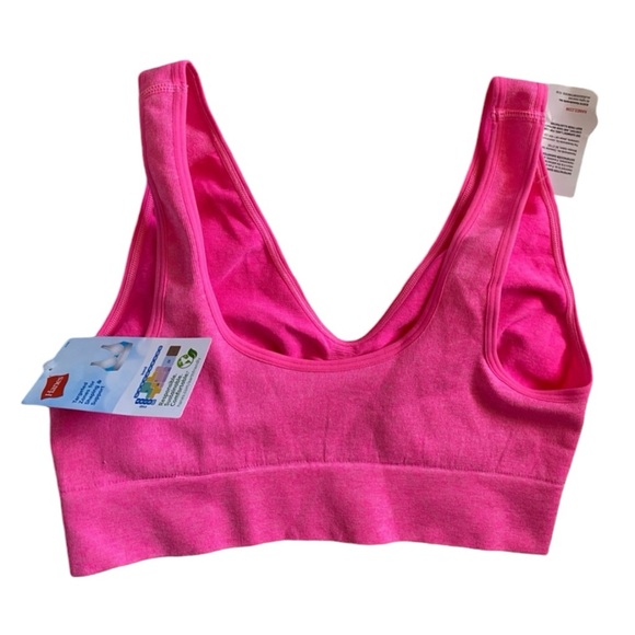 HANES women’s soft bra hot pink wirefree pull on bra size large NWT - Picture 2 of 2